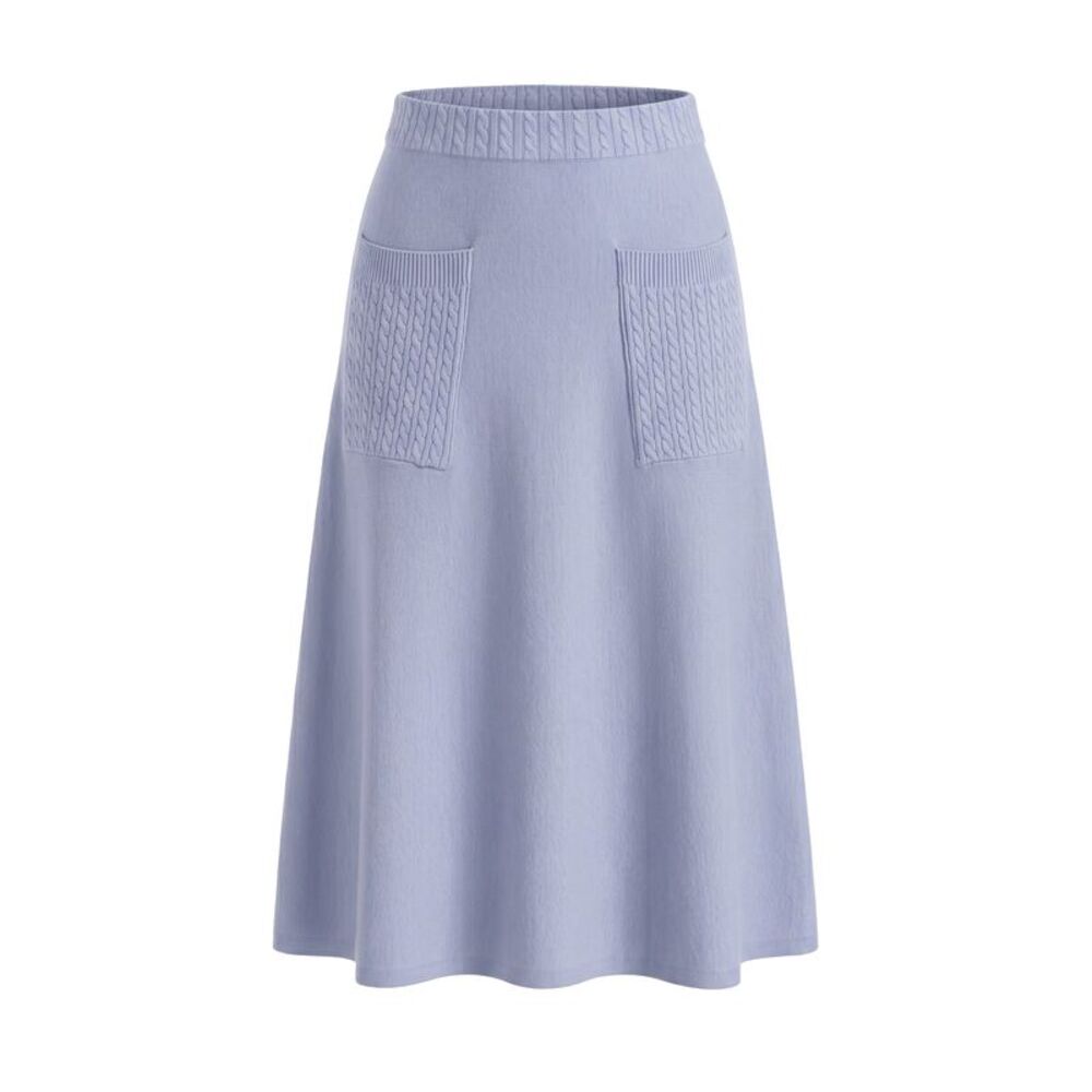 Women's Fall Winter Sweater Skirts Ribbed Knit Midi A-Line Skirt Light Purple